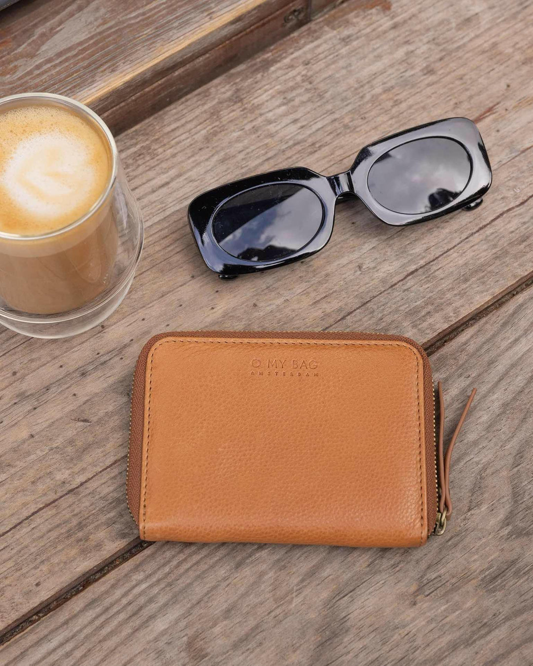 Texture cuir porte-monnaie Robbie cognac O My Bag