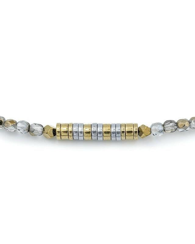 Collier et Bracelet 6 tours,  LIZBETH - Cristal