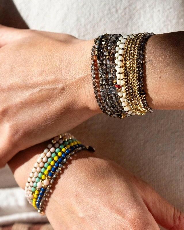 Collier et Bracelet 6 tours,  LIZBETH - Cristal