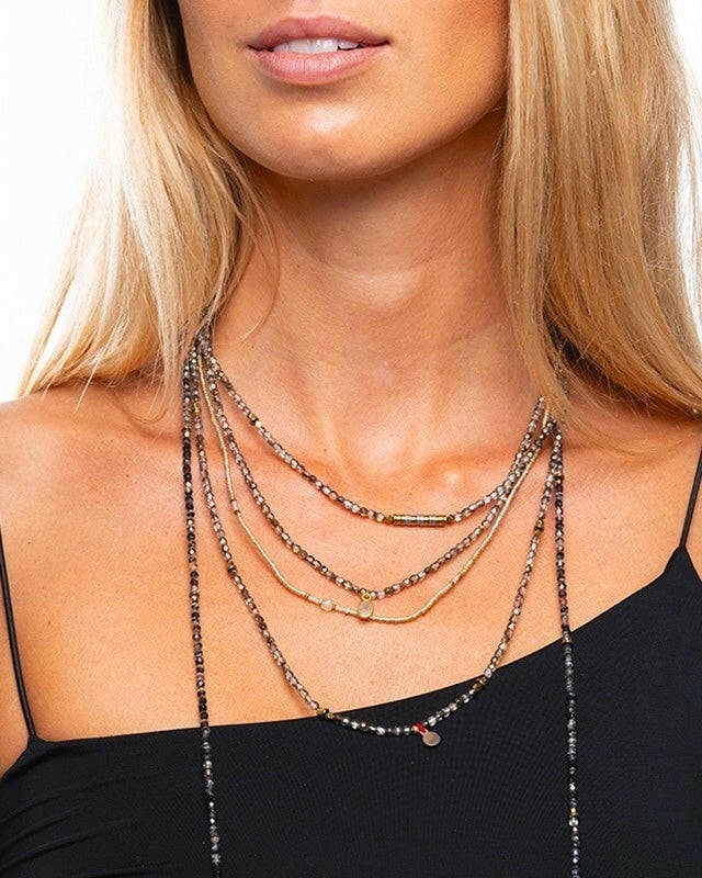 Collier et Bracelet 6 tours,  LIZBETH - Cristal