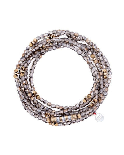 Collier et Bracelet 6 tours,  LIZBETH - Cristal