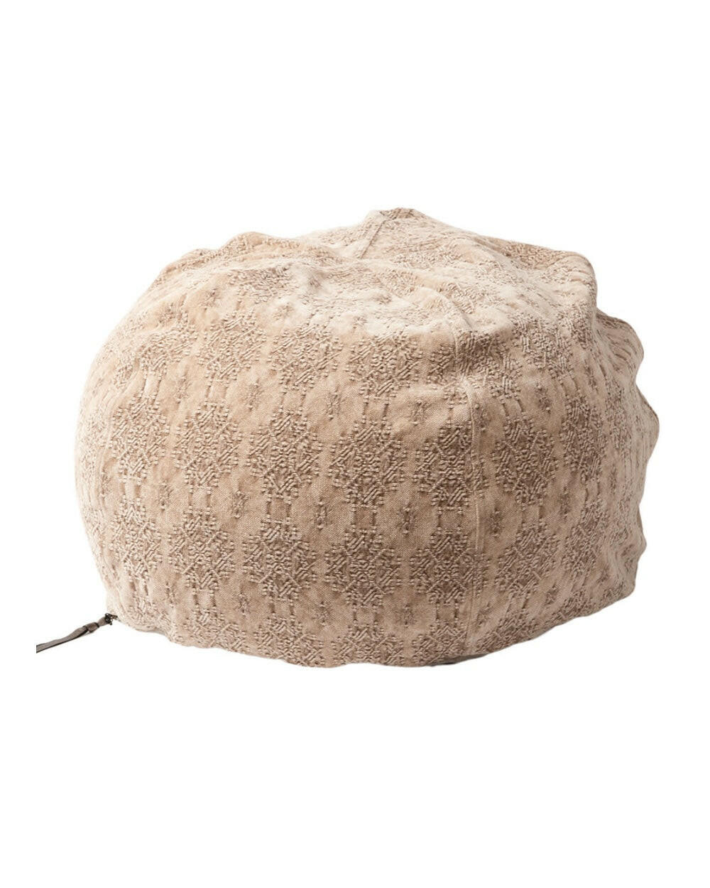Jacquard Stone Washed Kilim Pouf, Nude