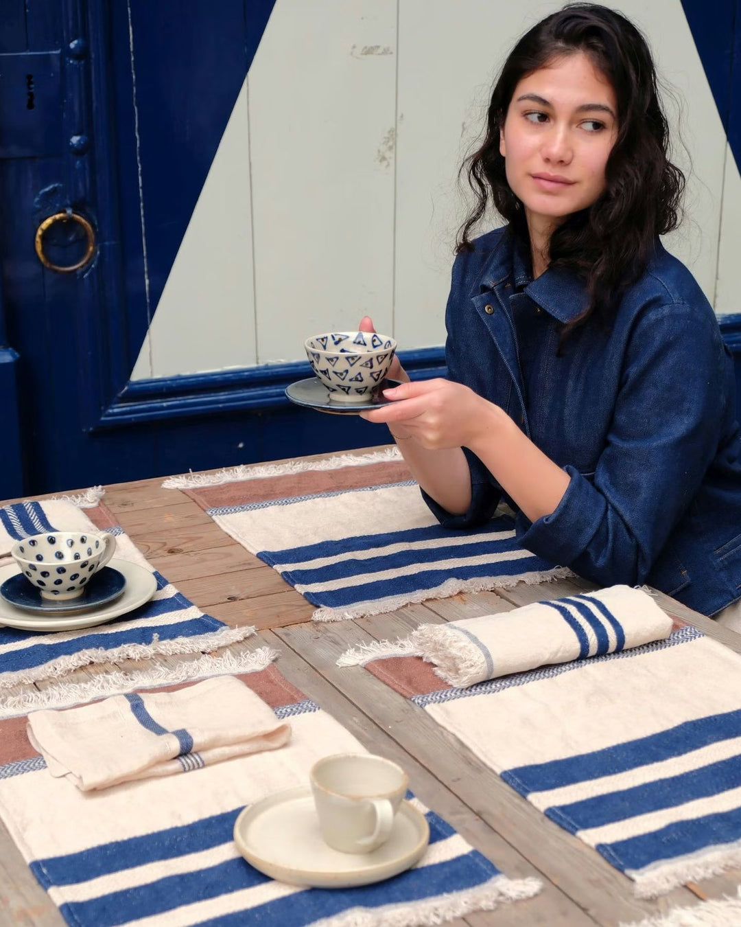 Set de Table, Marina Stripe Indigo 35x50cm