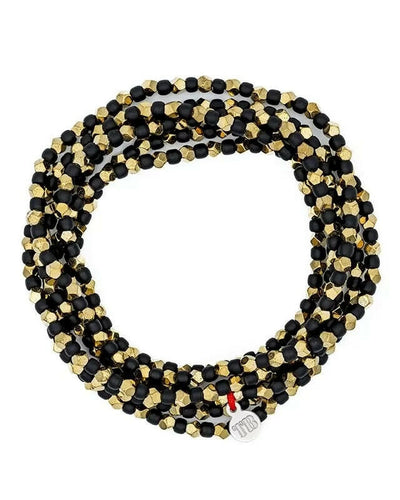 Collier et Bracelet 6 tours, MAX GOLD - Noir, Têtes Blondes