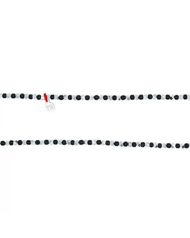 Necklace and Bracelet 6 turns, MAX SILVER - Black 