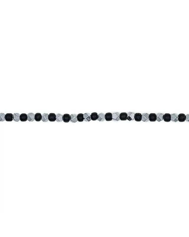 Necklace and Bracelet 6 turns, MAX SILVER - Black 