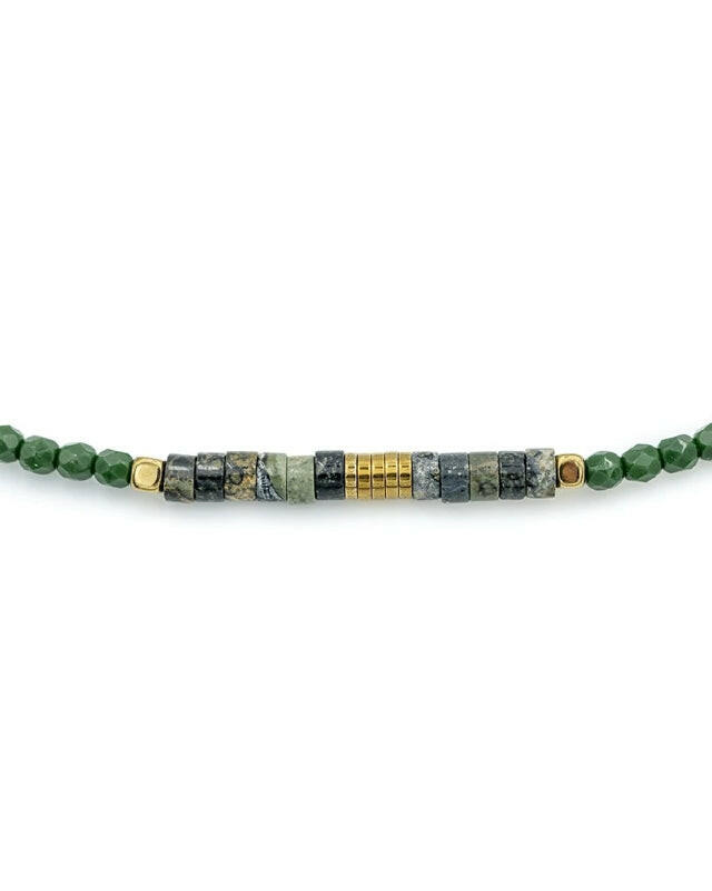 Collier et Bracelet 6 tours,  NADÈGE - Green Forest