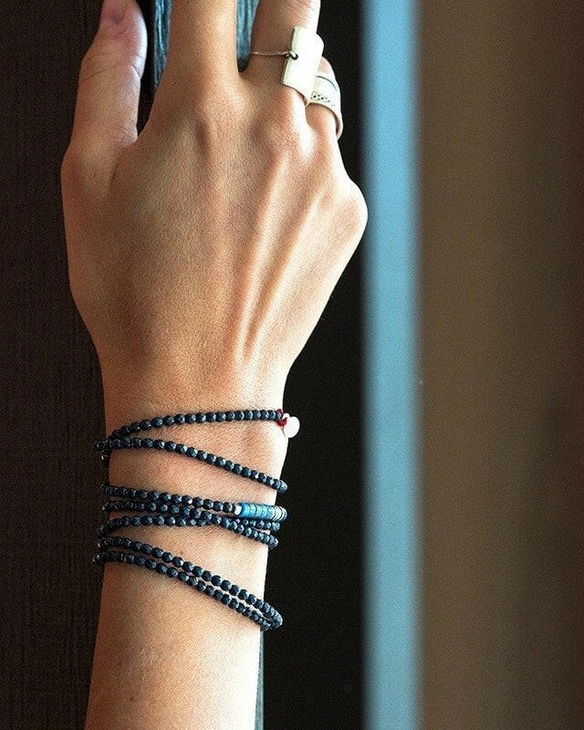 Collier et Bracelet 6 tours,  NADÈGE - Navy Blue