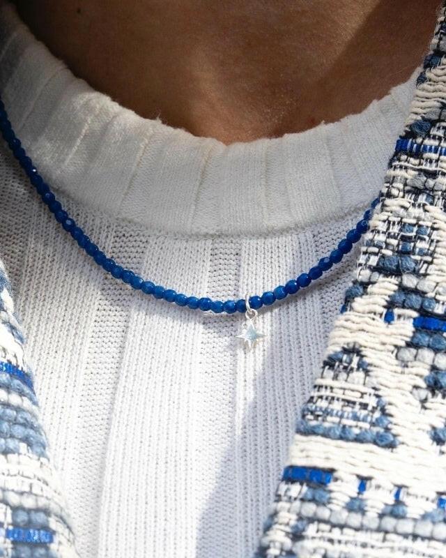 Collier et Bracelet 3 tours, POLAIRE SILVER - Bleu Majorelle