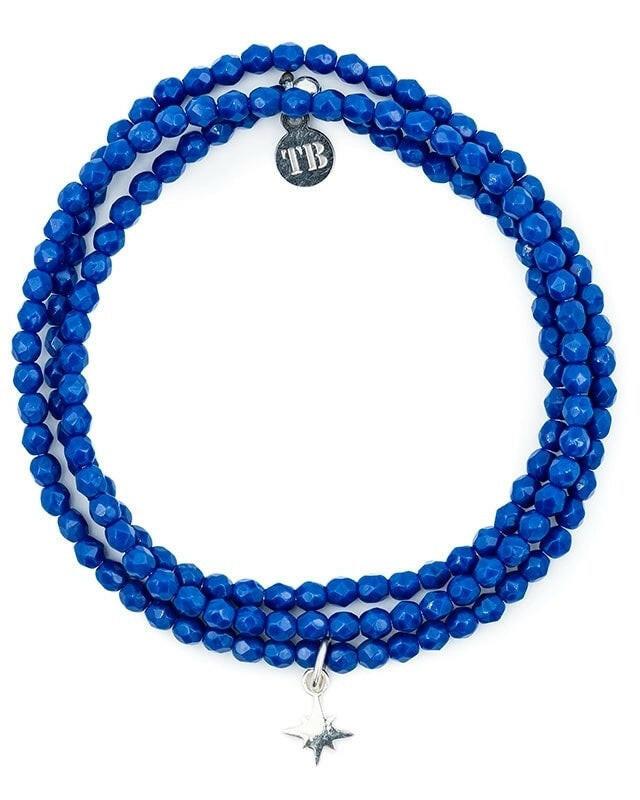 Collier et Bracelet 3 tours, POLAIRE SILVER - Bleu Majorelle