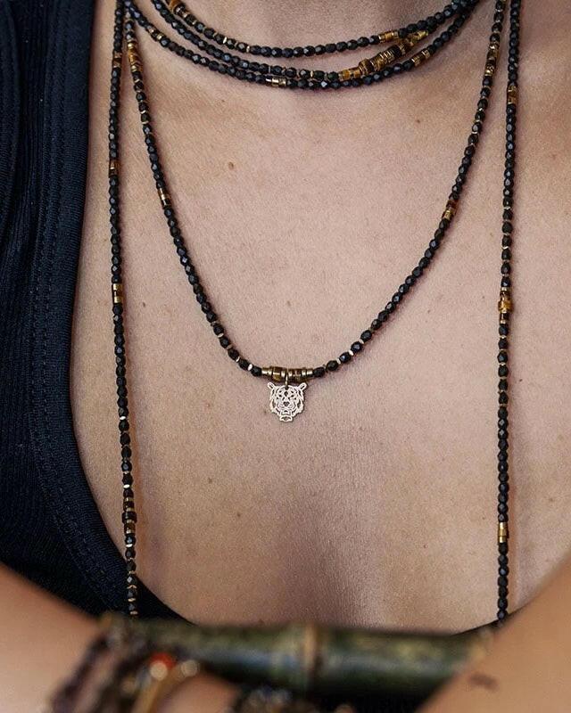 Collier et Bracelet 3 tours, ROCKY - Brun