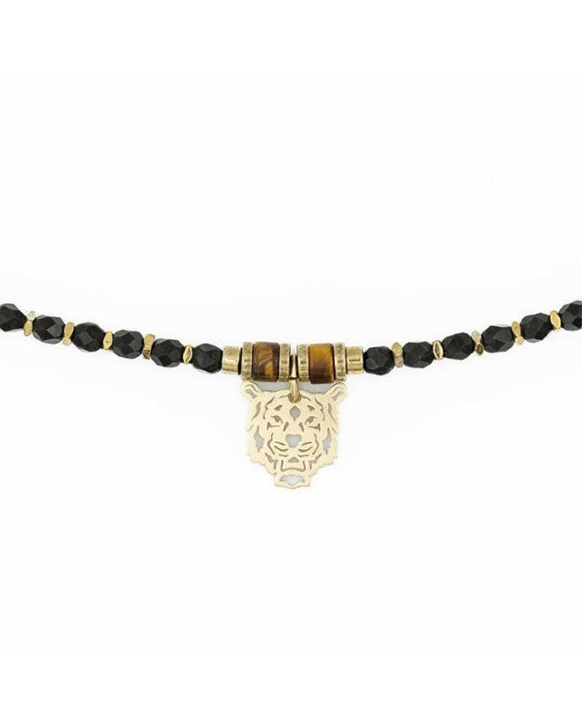 Collier et Bracelet 3 tours, ROCKY - Brun