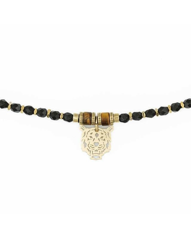 Collier et Bracelet 3 tours, ROCKY - Brun