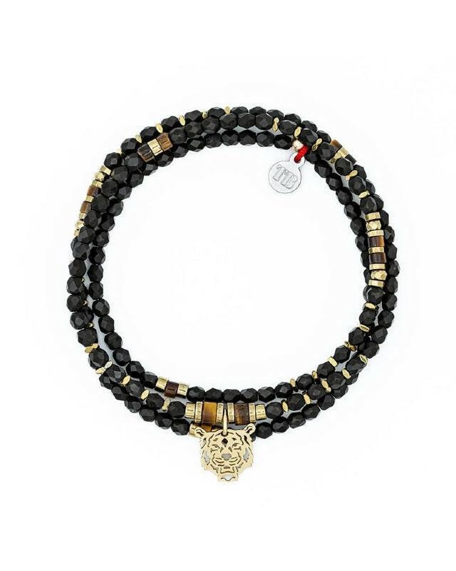 Collier et Bracelet 3 tours, ROCKY - Brun