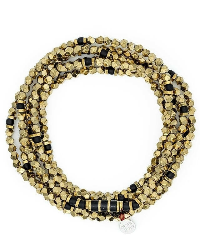 Necklace and Bracelet 6 turns, SANTA - Hematite Gold 