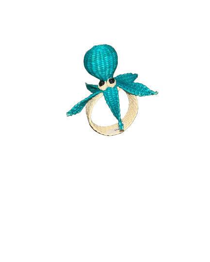 Rond de Serviette, Poulpe Bleu Clair, Pao Maison