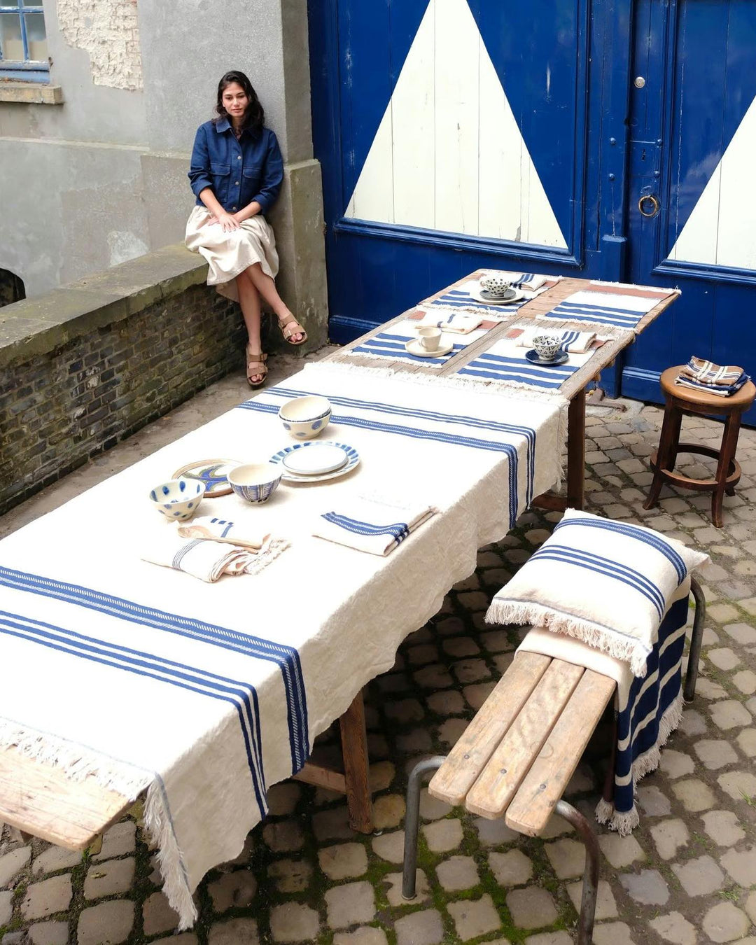 The Indigo stripe Towel 43x43cm Indigo