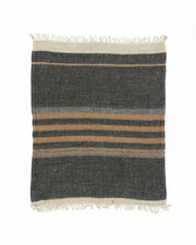 The Belgian Towel Serviette Invité, Black Stripe, Libeco