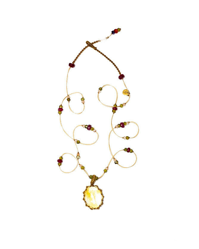 Collier Tibétain court, citrine, Sharing