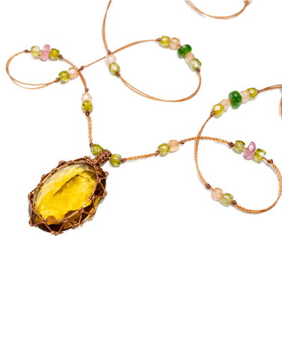 Short Tibetan Necklace, Honey Quartz 