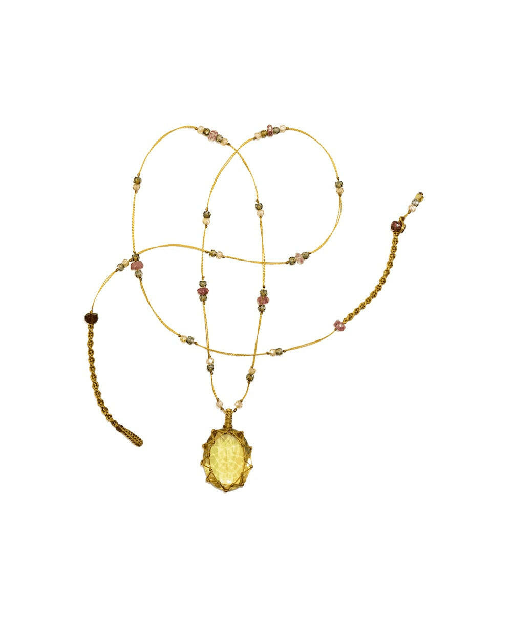 Collier Tibétain court Sharing, Lemon Topaze, Sharing