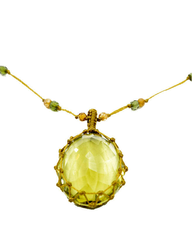 Collier Tibétain Court, Lemon Topaze.