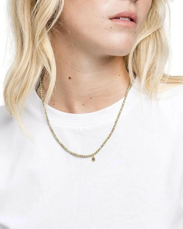 Collier et Bracelet 3 tours, Trefle Gołd - Vert marbré