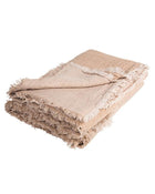 Vice Versa fringed throw in crumpled washed linen, Khaki / Frosted