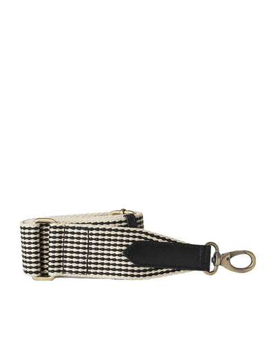 Bandoulière Carreaux Noir & Blanc, Cuir Noir