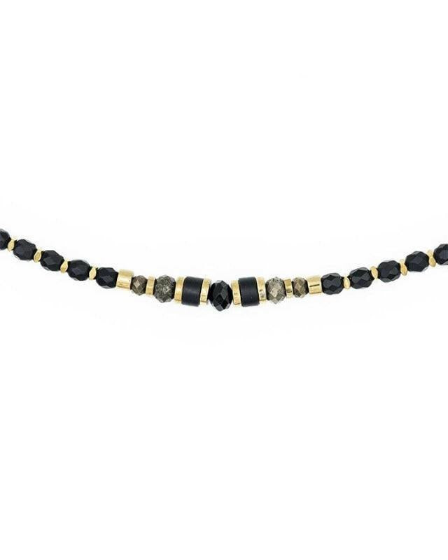 Zuri 3-Wrap Necklace and Bracelet - Matte Black
