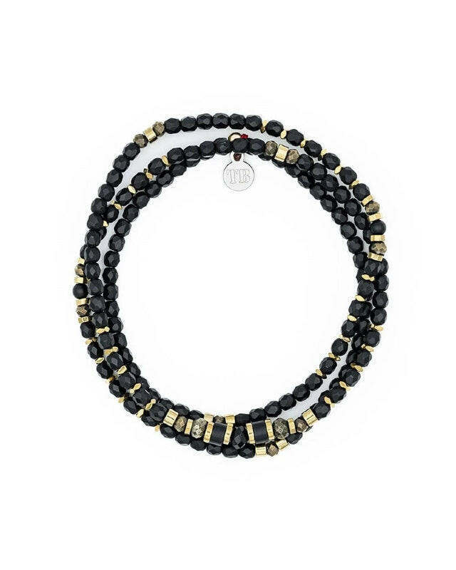 Collier et Bracelet 3 tours, Zuri - Noir Mat