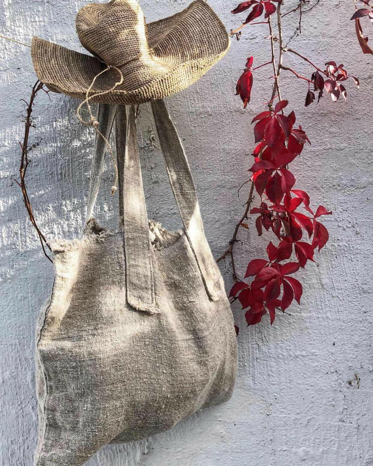 Sac Hedvig Lin Naturel Rustique Aqua Vireo