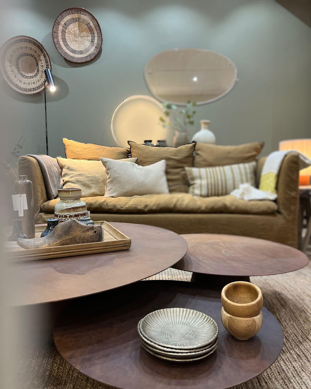 Canapé Boho 190 en toile Lin Stone Washed Havane.