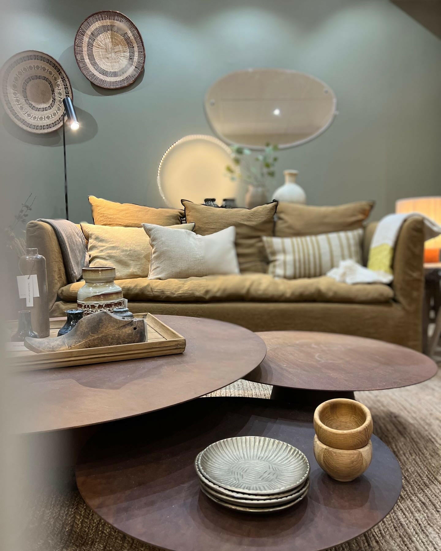 Canapé Boho 190 en toile Lin Stone Washed Havane.