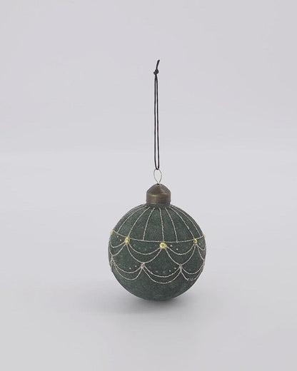 Boule de Noël Velours, Vert poussiéreux - taille L