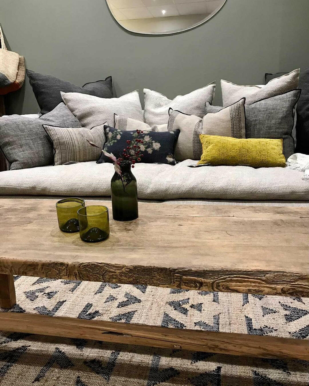 Table basse vintage bois orme - large.