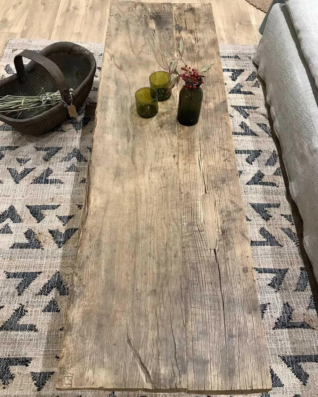 Vintage elm wood coffee table - large