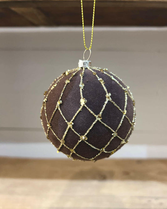 Boule de Noël, Feutrine Marron.