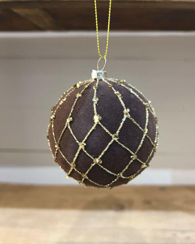 Boule de Noël, Feutrine Marron.