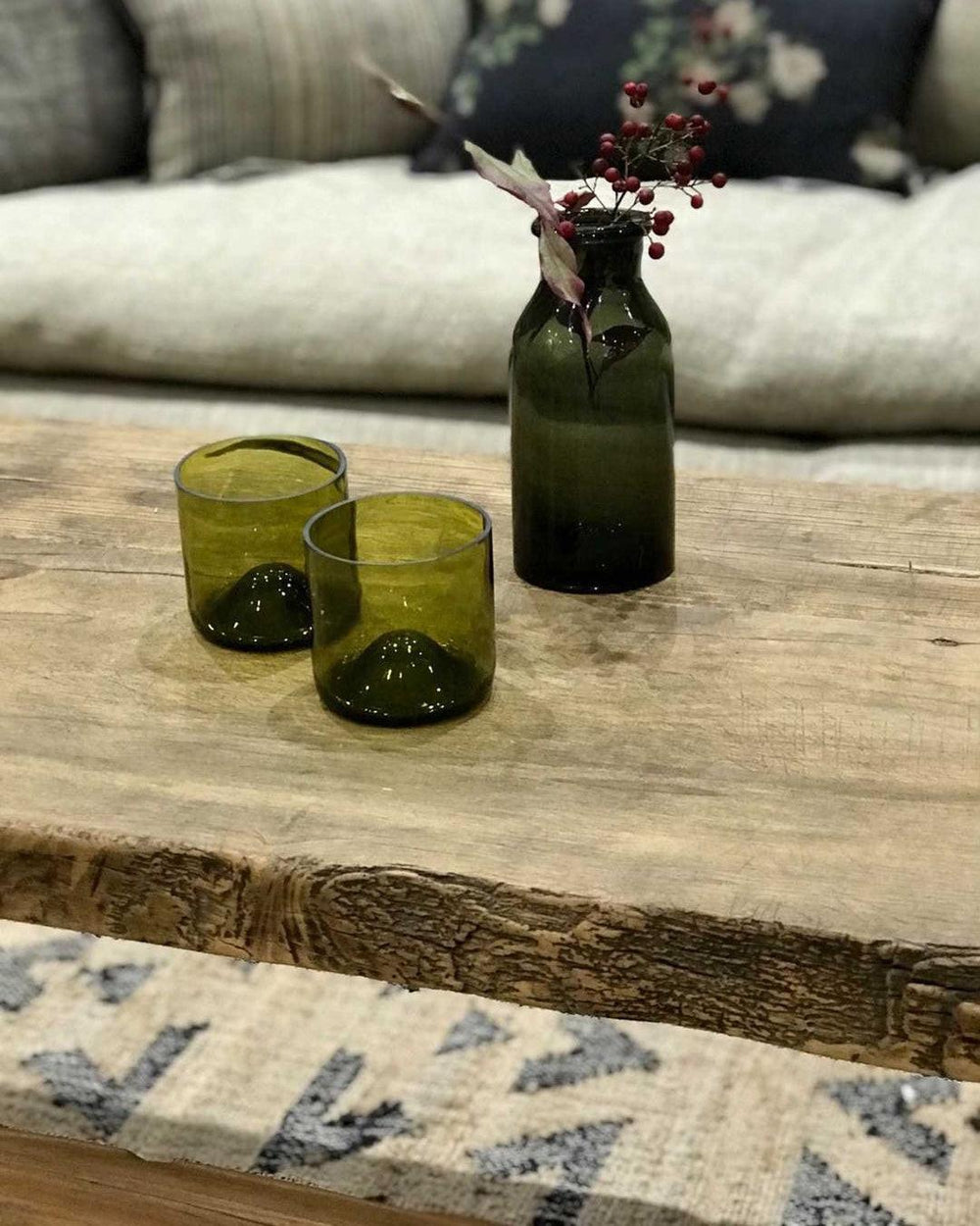 Table basse vintage bois orme - large.