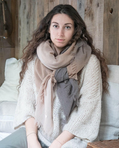 Campeur - Écharpe Laine Cachemire, Tye & Dye Camel