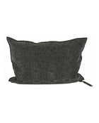 Vice Versa Jacquard Stone Washed Cushion, Charcoal Kilim