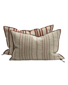 Vice Versa Embroidered Myre Canvas Cushion, Clay