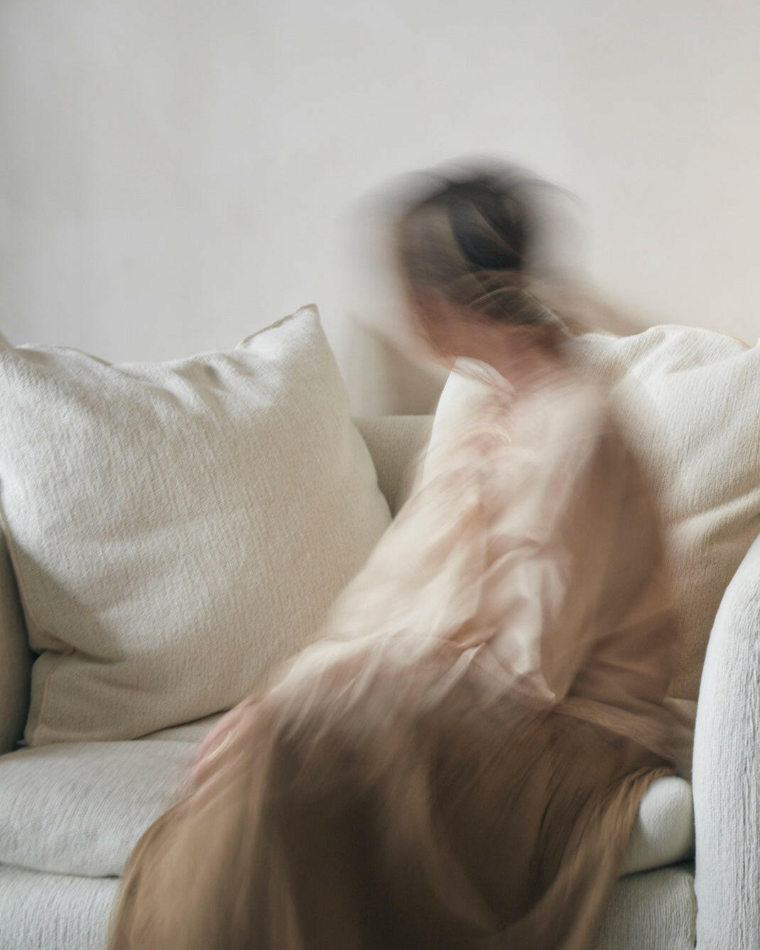 Coussin Vice Versa Toile Tuftée Upcyclée, Crème.