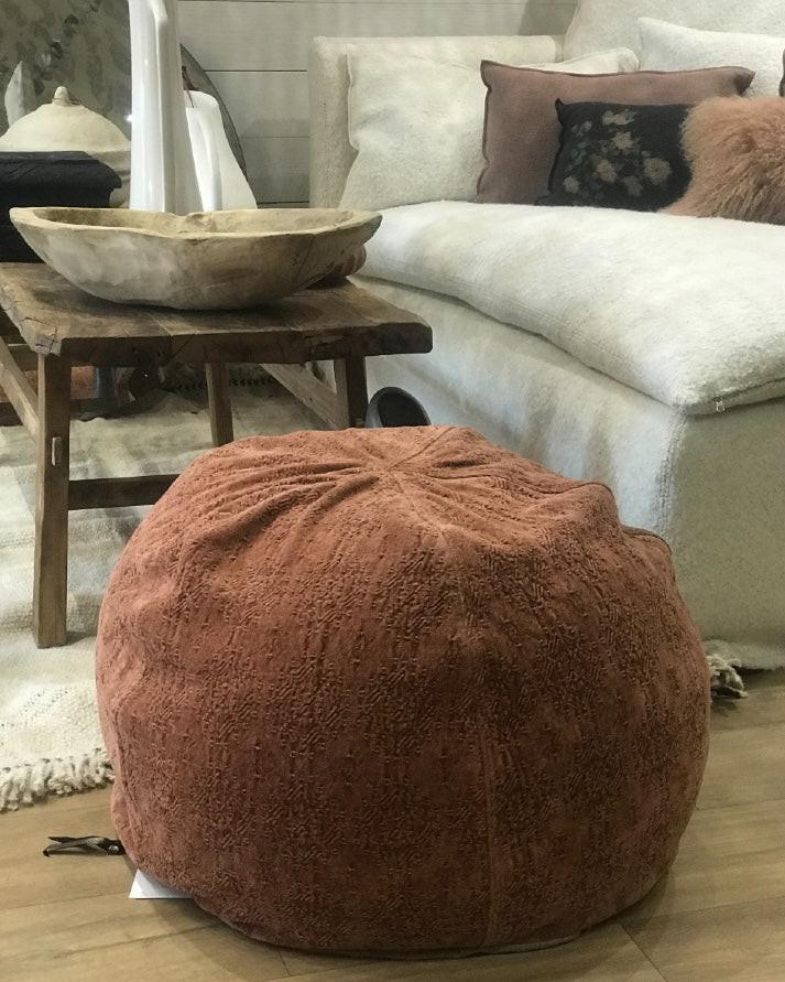Pouf Maison de Vacances Stone Washed Jacquard Kilim Argile