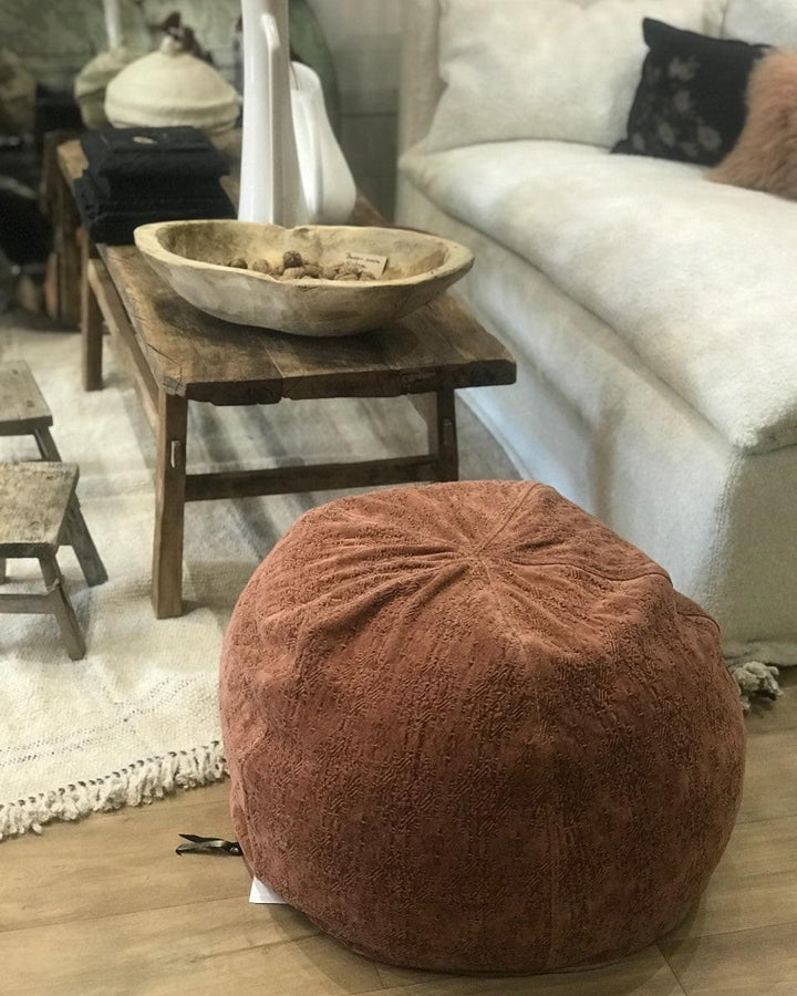 Pouf Bulle Maison de Vacances Stone Washed Jacquard Kilim Argile