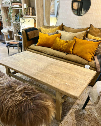 Vintage elm wood coffee table 2