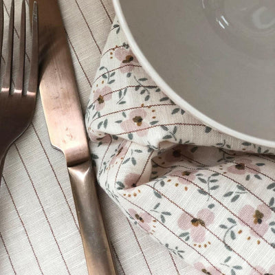 Nappe en coton lin et rayures lurex, rose poudré - -Gabrielle Paris-Halo Concept