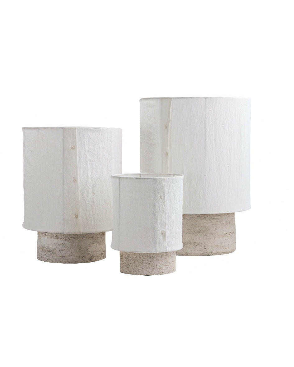 Kalé Lamp Sandstone White Clay &amp; Jute Thread Stretched by hand