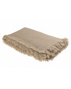 Vice Versa Fringed Blanket in Washed Virgin Wool, Nude